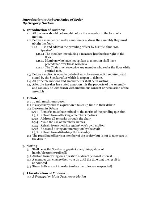 Introduction to roberts rules of order pdf