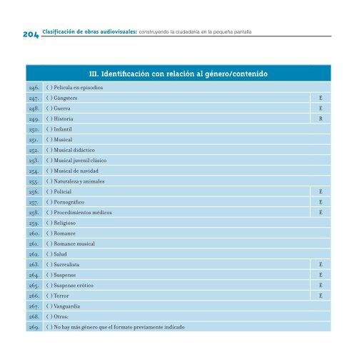 Clasificación de obras audiovisuales - IIN