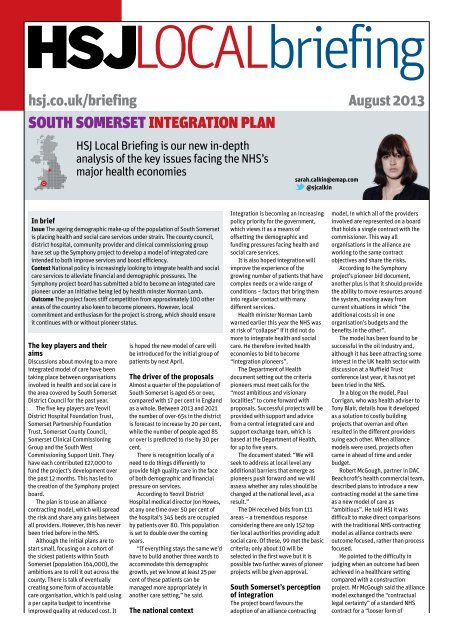 South Somerset integration plan - Health Service Journal
