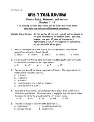 Unit 1 Test Review - Arapahoe High School