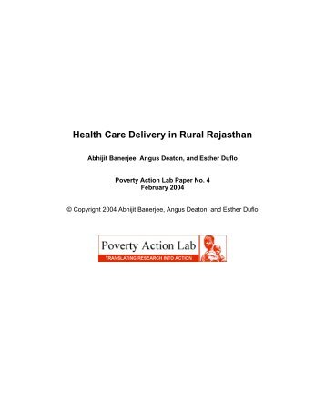 Health Care Delivery in Rural Rajasthan - Innovations for Poverty ...