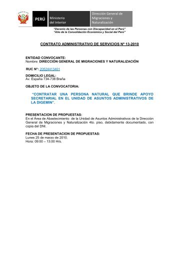 (17 Mar. 10) Proceso CAS 013-2010 DIGEMIN. - Ministerio del Interior