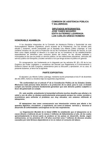 comision de asistencia pÃºblica - H. Congreso del Estado de Sonora