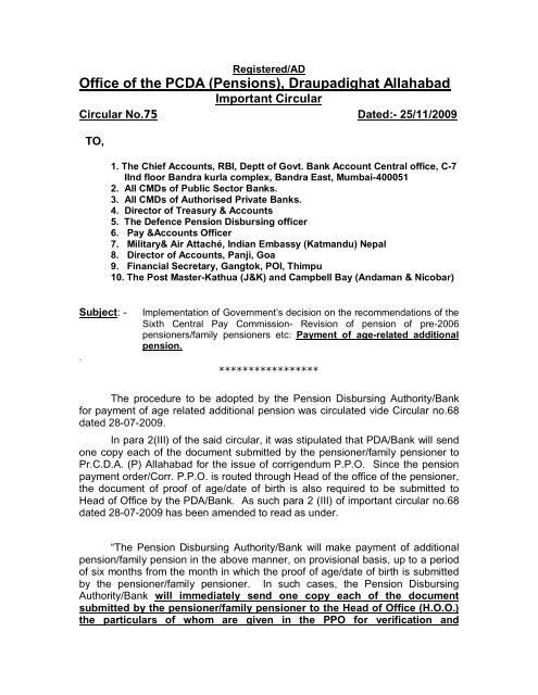 Revision of pension - Controller of Defence Accounts (Pensions)
