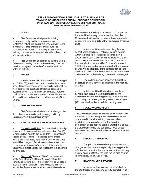 GSA Schedule - New Horizons Computer Learning Centers