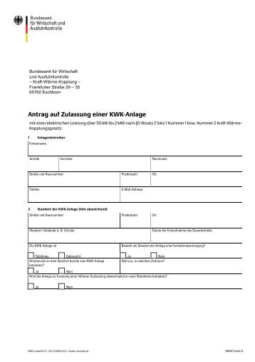 Antrag auf Zulassung einer KWK-Anlage - regionetz