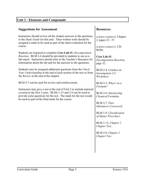 Science 3101 Curriculum Guide 2005-06