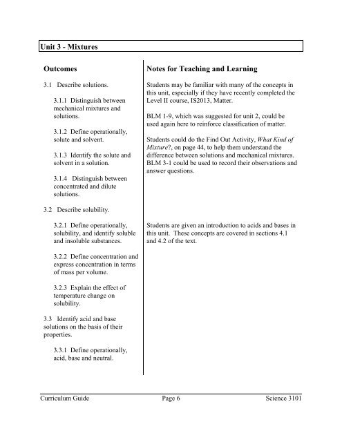 Science 3101 Curriculum Guide 2005-06