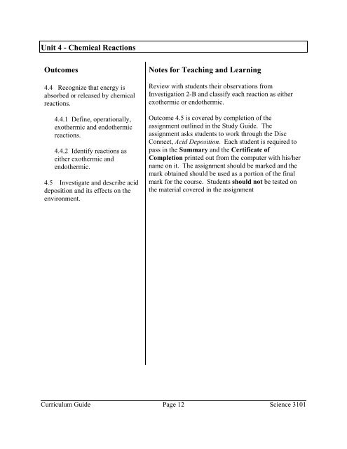 Science 3101 Curriculum Guide 2005-06