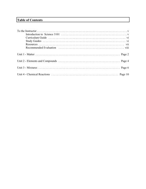 Science 3101 Curriculum Guide 2005-06