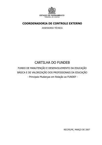 CARTILHA DO FUNDEB - Recife/PE - MinistÃ©rio PÃºblico - RS