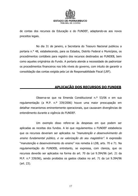 CARTILHA DO FUNDEB - Recife/PE - MinistÃ©rio PÃºblico - RS