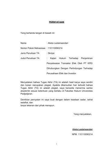 Alieta Lestariwandari Nomor Pokok Mahasiswa : 110110090214 ...