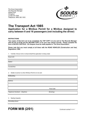 The Transport Act 1985 FORM M/B (2/01) - MrSite