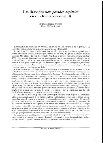 Los llamados siete pecados capitales en el refranero ... - Paremia.org