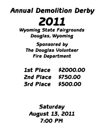 Annual Demolition Derby - Wyoming State Fair and Rodeo