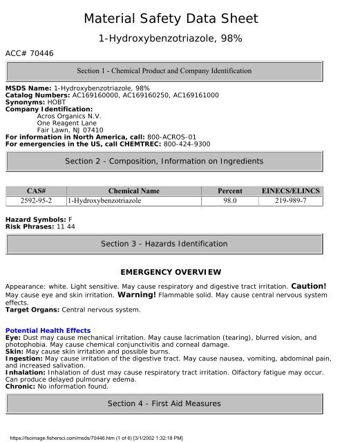 Hydroxybenzotriazole, 98% - services