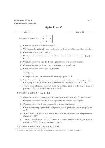 Álgebra Linear C - Departamento de Matemática da Universidade ...