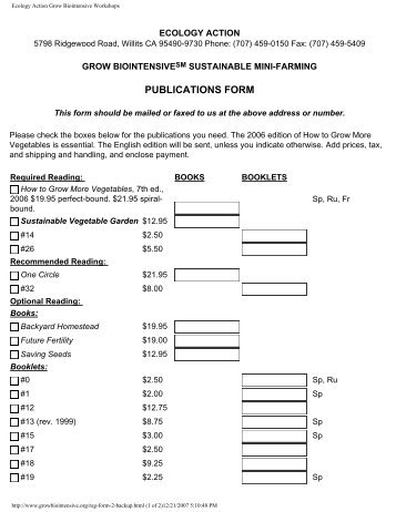 order form - Ecology Action