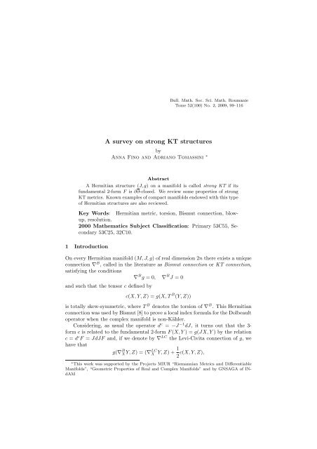 A survey on strong KT structures - SSMR