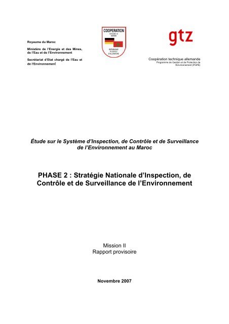 PHASE 2 : StratÃ©gie Nationale d'Inspection, de ... - GD MAROC
