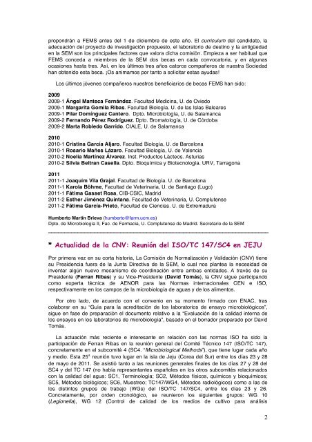 NÂº 46 - Octubre 2011 - Sociedad EspaÃ±ola de MicrobiologÃ­a