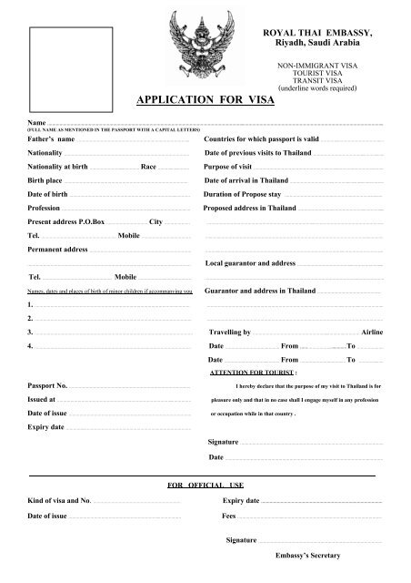 ROYAL THAI EMBASSY, Riyadh, Saudi Arabia - Ministry of Foreign ...