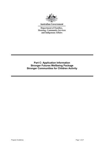 Part C: Stronger Communities for Children - pdf - Department of ...