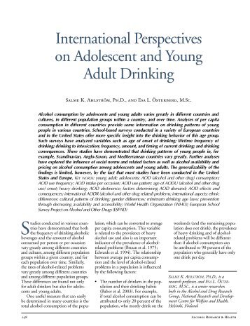 International Perspectives on Adolescent and YoungAdult Drinking