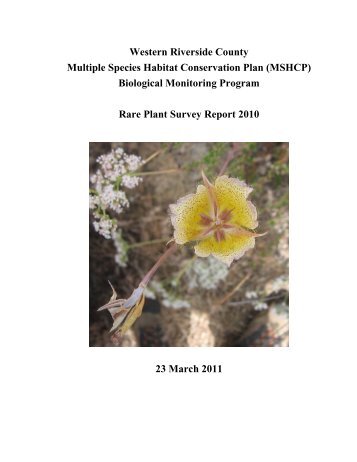 Rare Plant Survey Report 2010 (51 pgs) - Western Riverside County ...