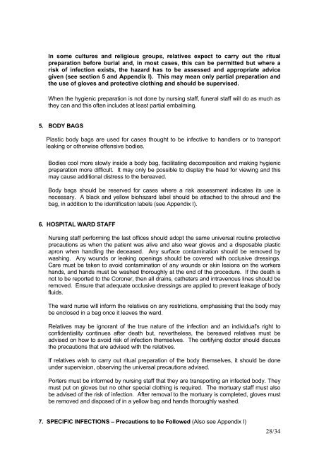 Post death procedure - East Cheshire NHS Trust