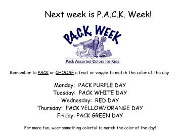 Next week is P.A.C.K. Week!