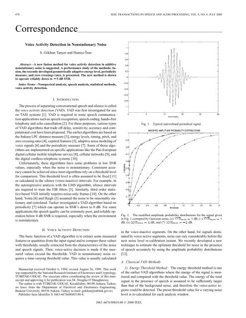 Voice activity detection in nonstationary noise - Speech and ... - SIPL