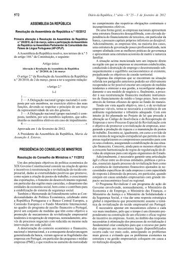 ResoluÃ§Ã£o do Conselho de Ministros n.Âº 11/2012 - DiÃ¡rio da ...