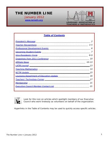 the number line - Louisiana Association of Teachers of Mathematics