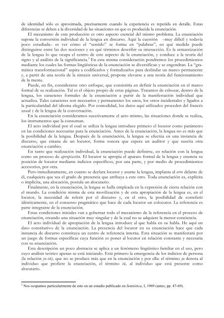 LECTURA NÂº1 5. EL APARATO FORMAL DE LA ENUNCIACIÃN 1 ...