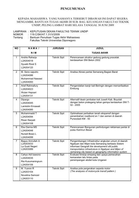 Klik disini - Fakultas Teknik UNDIP - Universitas Diponegoro