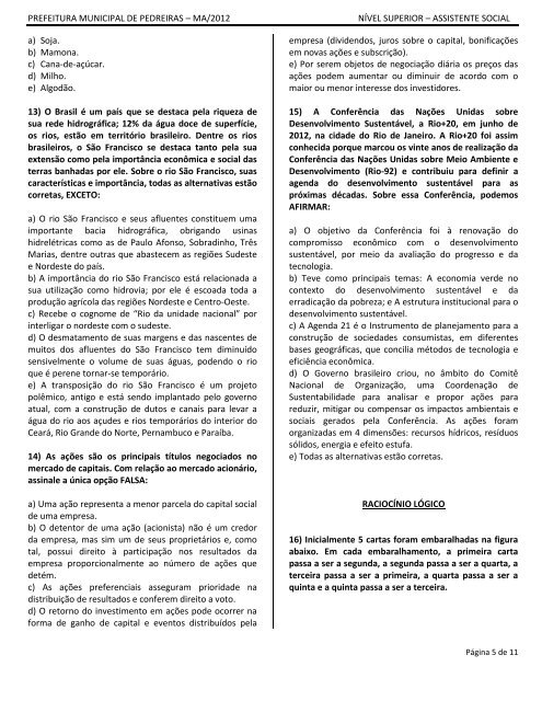 prefeitura municipal de pedreiras â ma/2012 nÃ­vel superior