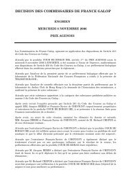 DECISION DES COMMISSAIRES DE FRANCE GALOP