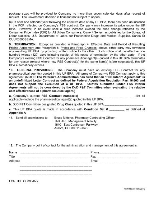 UF BPA Template in Adobe PDF format - Tricare