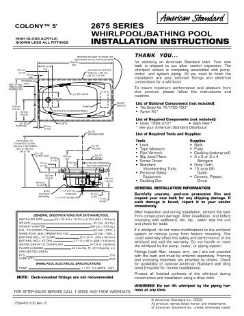 Installation Instructions - American Standard