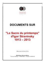 documents sur LE SACRE DU PRINTEMPS d'Igor Stravinski ...