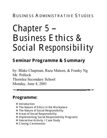 Business Ethics & Social Responsibility