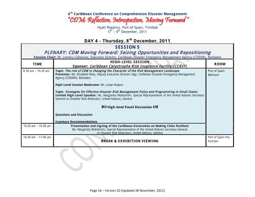 conference programme - CDEMA