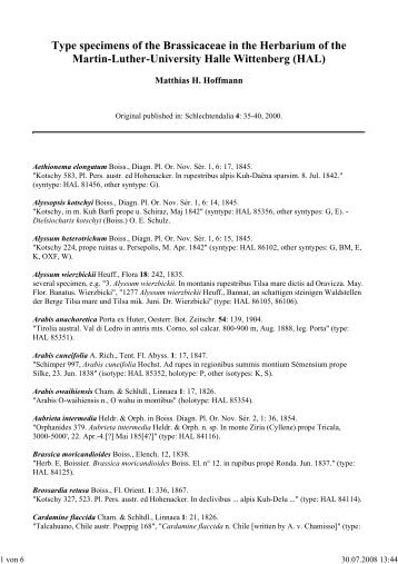 Type specimens of the Brassicaceae in the Herbarium - Fachbereich ...