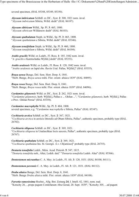 Type specimens of the Brassicaceae in the Herbarium - Fachbereich ...