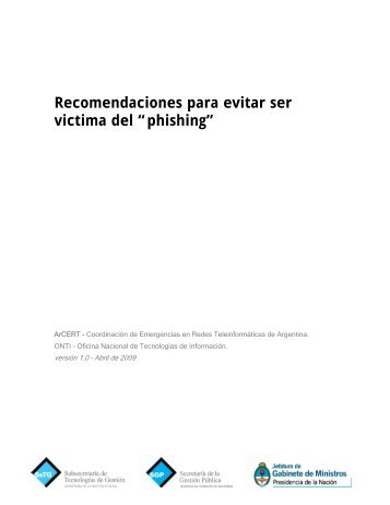 Recomendaciones para evitar ser victima del “phishing”