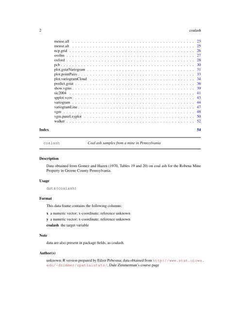 The gstat Package - NexTag Supports Open Source Initiatives