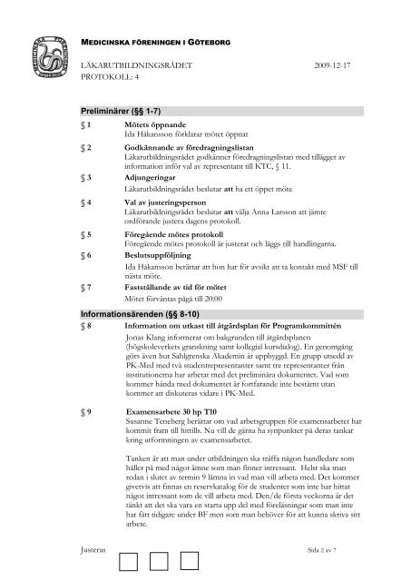 Protokoll LUR-4 - Sahlgrenska akademins StudentkÃ¥r
