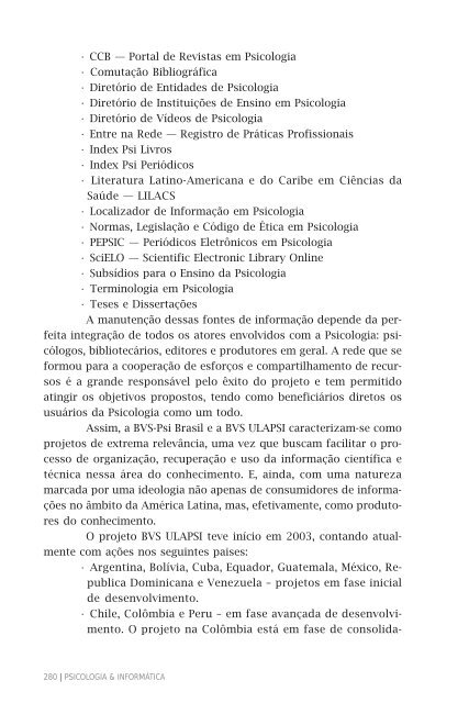 PSICOLOGIA & INFORMÃTICA - BVS Psicologia ULAPSI Brasil